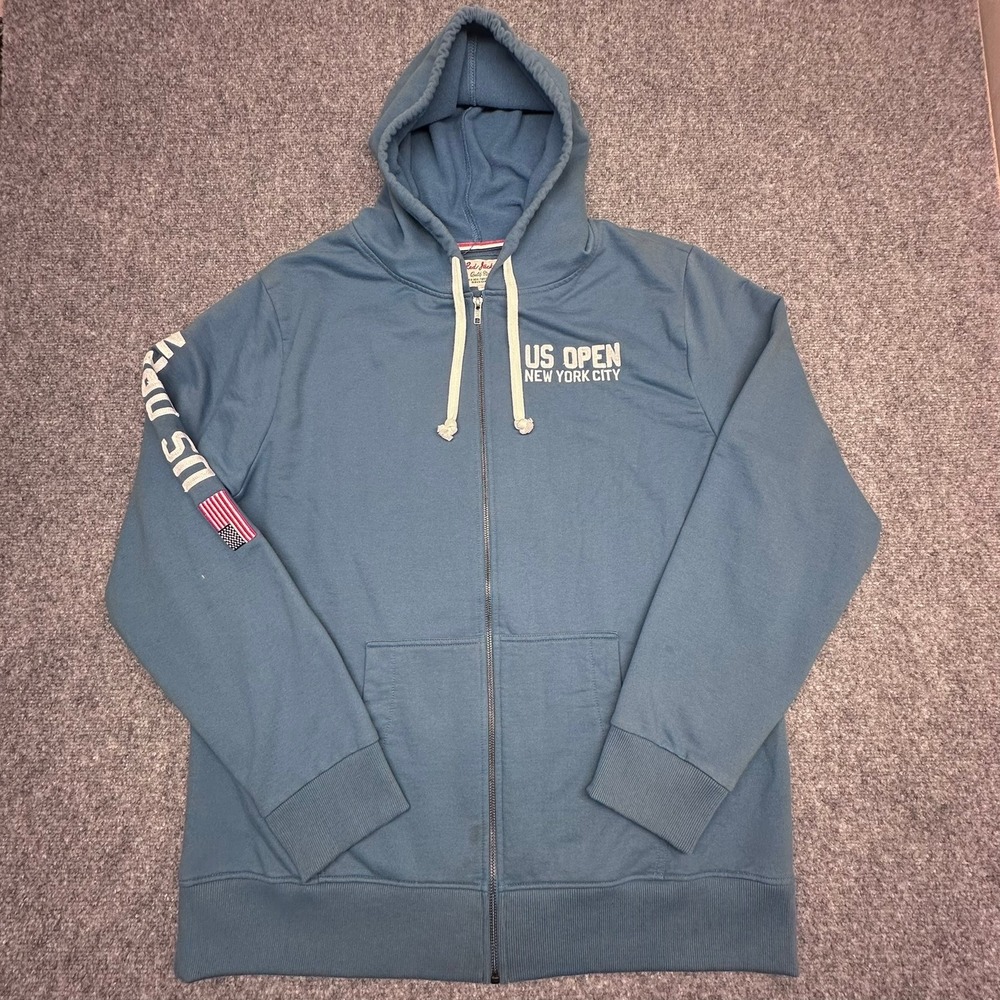 Red Jacket US Open Hoodie XL Blue Cotton Blend Full Zip Graphic Sweatshirt Good